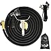 TruTec 100 Foot, Triple Layer Latex Core, Solid Brass Fitting Shut Off Valve Spray Nozzle Stainless Steel Holder, Expanding Garden Hose - Black