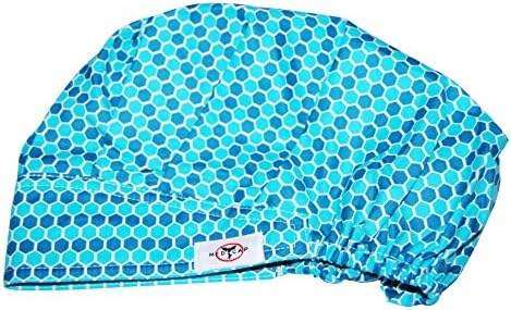 MedCap Bouffant Surgical Cap Bouffant Scrub Hat with Sweatband Adjustable (Blue Turquoise Apex)
