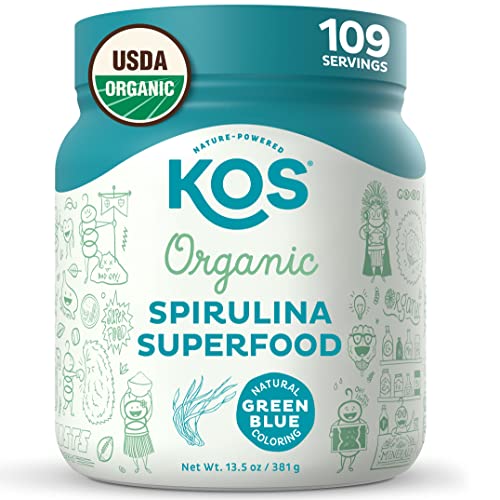 KOS USDA Organic Spirulina Powder 100 Pure, NonIrradiated Green