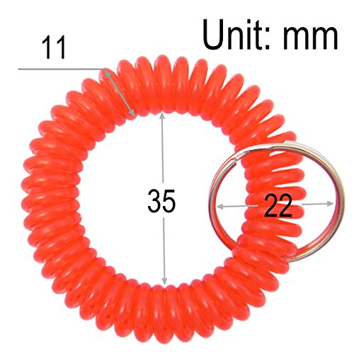 Shells 10PCS Crystal Red Color Soft Highly Spring Spiral Coil Wrist Band Key Ring Chain