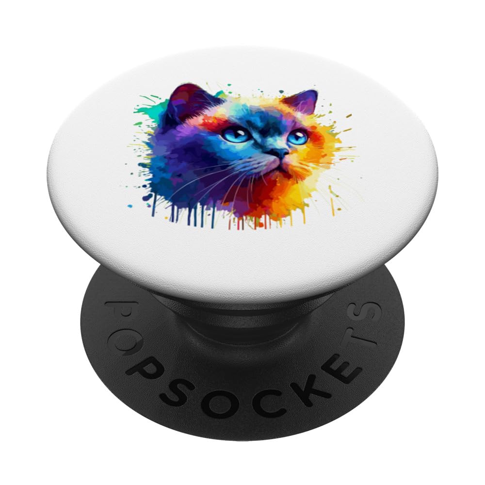 Colorful Splash Art Colorpoint Shorthair PopSockets Swappable PopGrip