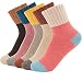 Womens Crew Socks Casual Comfy Wool Cotton Warm Boot Socks Assorted Color (One Size, Multicolor-Patchwork)