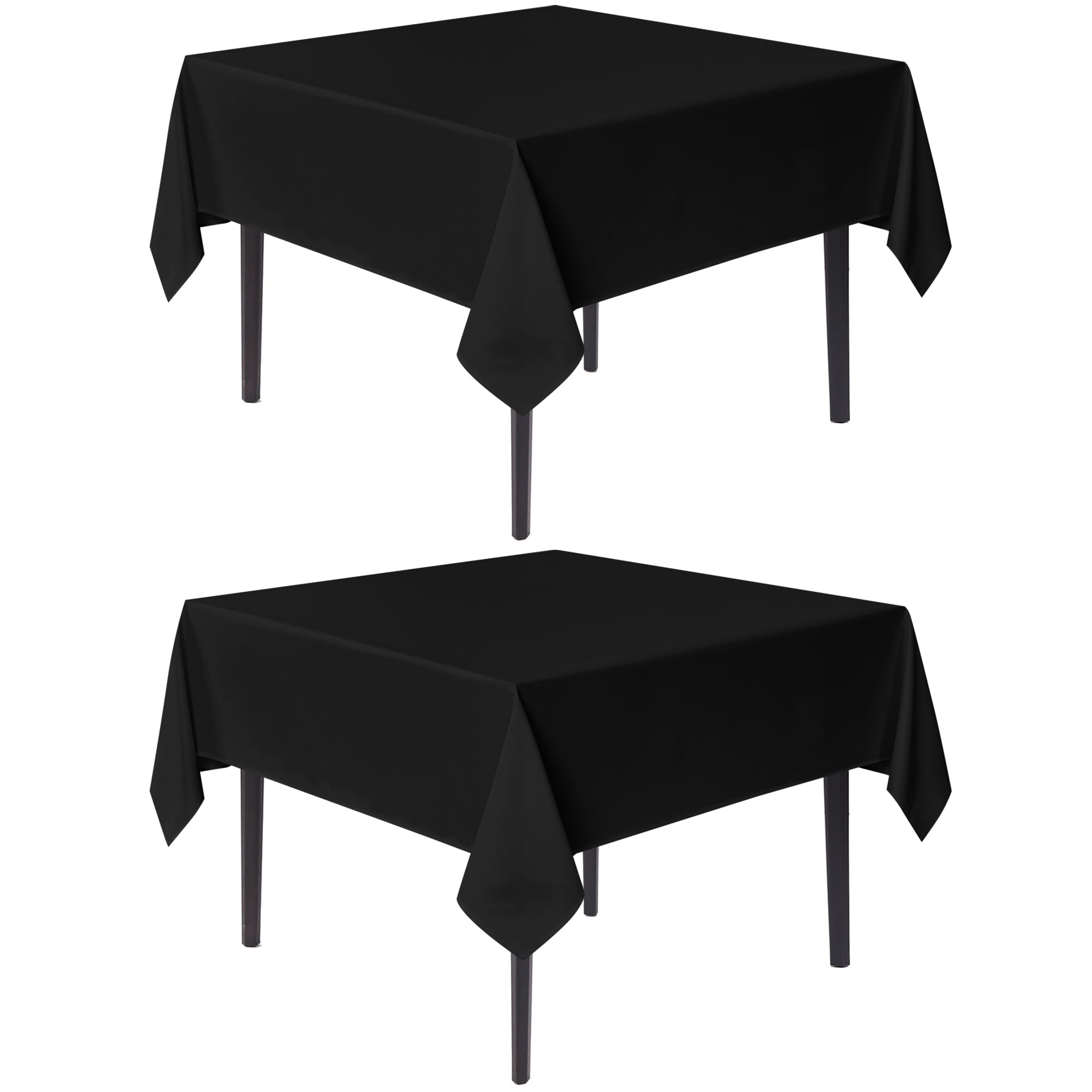 Photo 1 of sancua Black Square Tablecloths 54x54 Inch, 2 Pack - Fabric Table Cloth for Square or Round Tables, Washable Polyester Table Cover for Dinner, Holiday Party, Decorative Display Tables