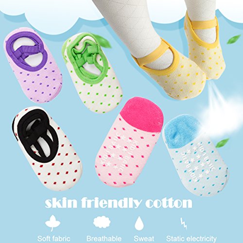 6 Pairs Baby Girl Socks Toddler Anti Skid Baby Boy Socks, Amariver Cute Lovely Polka Dot Baby Walker Socks for Baby Girl Toddler 12-36 Months (Thicker Socks)