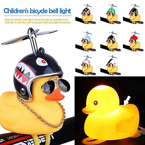 Auoker Bike Bell, Air Bike Bicycle Horn with LED Lights, Cute Cartoon Yellow Little Duck Shape, Propeller Handlebar Bike Squeeze Horns for Toddler Children & Adults - Thumbnail 6