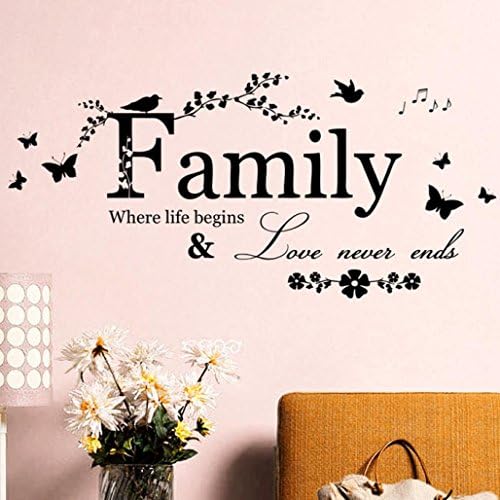 Sinwoz Family Flower Butterfly Art Vinyl Quote Wall Stickers Wall Decals Home Decor Home Decor Products