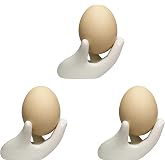 MaoYaMao Set of 3 Creative Ceramic Hand Shaped Egg Cup Holder Porcelain Egg Cup Easter Egg Display Stand for Hard Boiled Eggs(White)