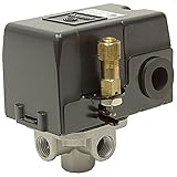 25 AMP HEAVY DUTY PRESSURE SWITCH FOR ELECTRIC AIR COMPRESSORS, 95-125 PSI RANGE WITH FOUR PORT TANK CONNECTION TYPE, REPLACES MANY 4-PORT MODELS
