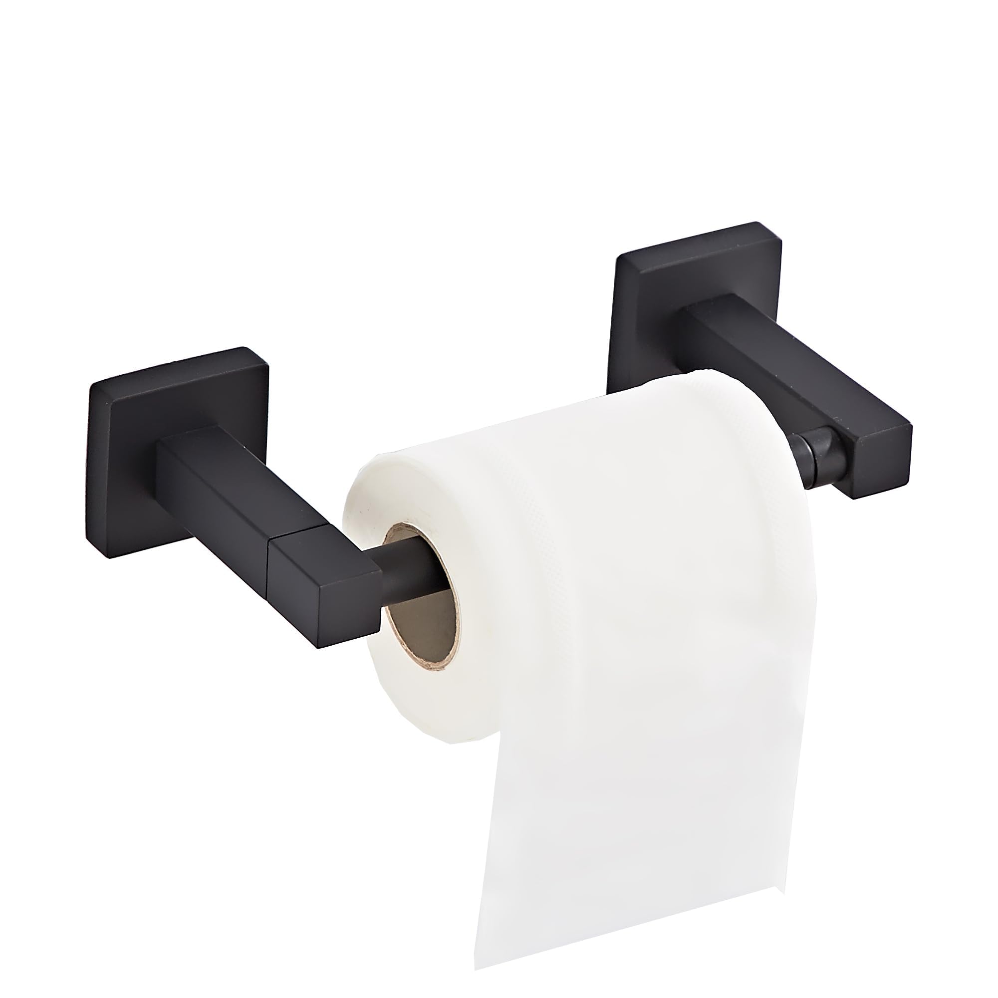 Photo 1 of Matte Black Toilet Paper Holder Wall Mount, Bathroom Toilet Paper Holder for SUS 304 Stainless Steel, Double Post Pivoting Square Toilet Paper Roll Holder for Bathroom RV Paper Towels for TP