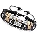 MOWOM Brown Black Silver Tone Alloy Genuine Leather Bracelet Angel Wing Feather Surfer Wrap Adjustable