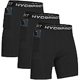 HYCOPROT Compression Shorts Men with Pocket Spandex Sports Tights Athletic Performance Baselayer Workout Running Underwear