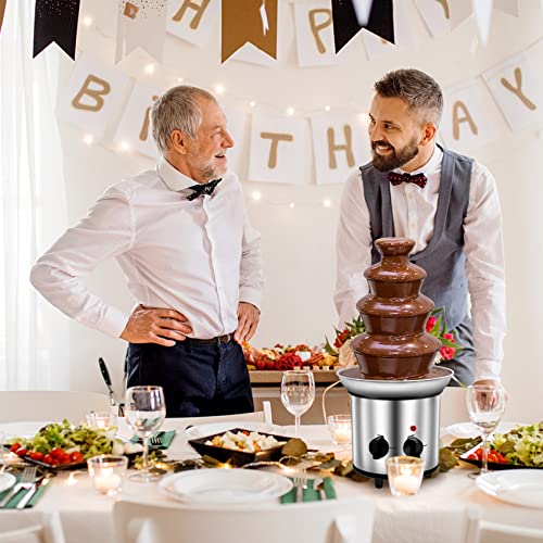 4-Tier Chocolate Fountain Machine - 4lb Capacity Stainless Steel Fondue Set With 6 Forks