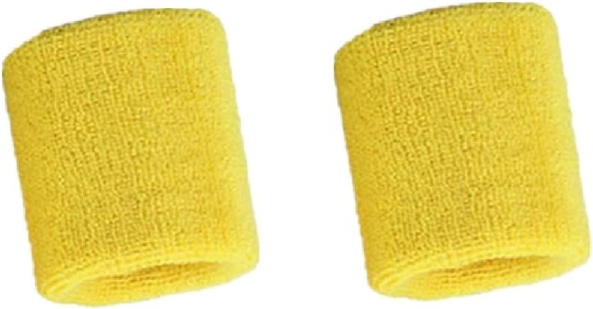 Kagogo 3 Inch Cotton Sports Wristband/Sweatband for Basketball Tennis and Other Sports, Price/Pair (Yellow): Clothing