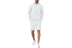 Uni Clau Men's Tracksuit 2 Piece Outfit Winter Warm Hooded Sweatsuit Casual Hoodie Shorts Set with Pockets