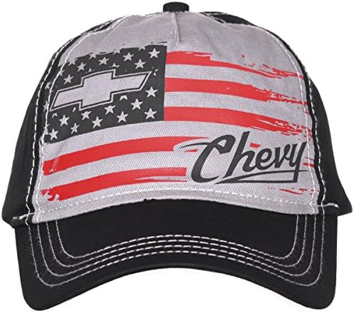 H3 Headwear Chevy American Flag Gray & Black Adjustable Ball Cap