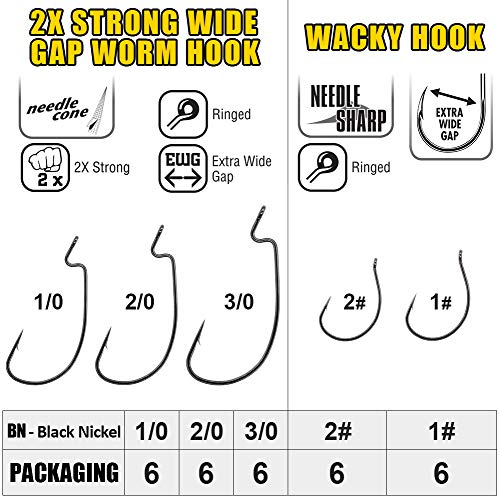 XFISHMAN Senko Worms Bass Fishing Lure Kit 30 pk Wacky Rig Worms Soft