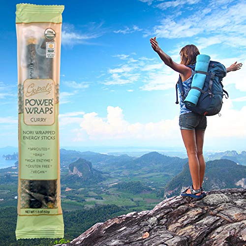 Gopal's Curry Power Wraps, Vegan and Gluten-Free Organic Food, Raw and USDA Certified Nori-Wrapped Energy Sticks 1.8 Ounces (Pack of 24)