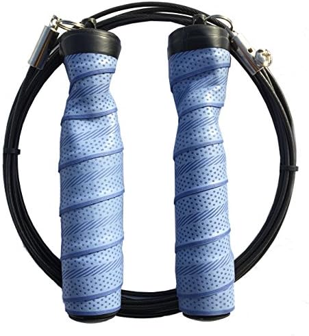 Speed Jump Rope - Perfect for Any Workout, Double Unders, Training, Boxing, Crossfit WOD's, 2.5mm Rubber Coated Steel Cable and Contoured Rubber Handles