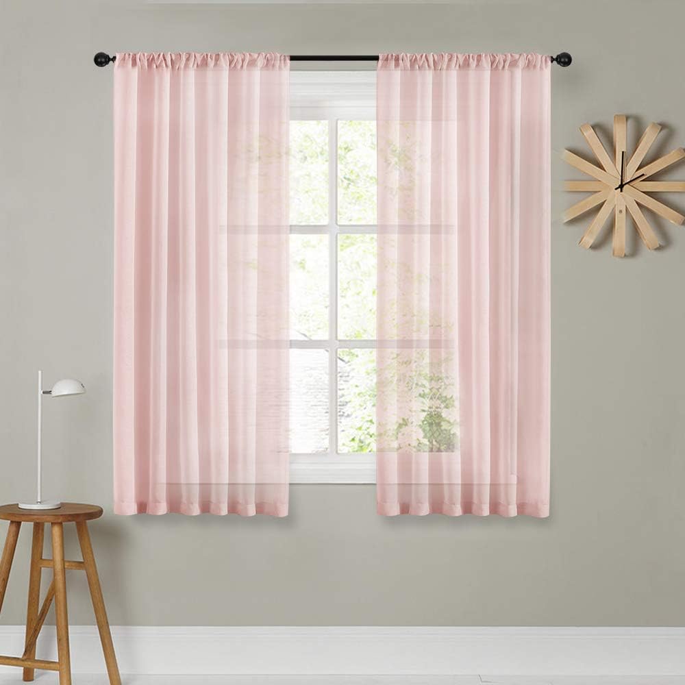 Amazon Com Mrtrees Pink Sheer Curtains Girls Room 45 Inches Long