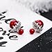 Fashion Jewelry MISASHA Double Ball Sided Imitation Pearl Double Earrings for Women (Red)