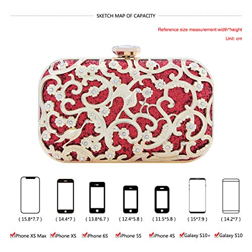 Fawziya Crystal Bird Purse Bling Out Clutch Evening Bags And Clutches For Women-Red - Thumbnail 3