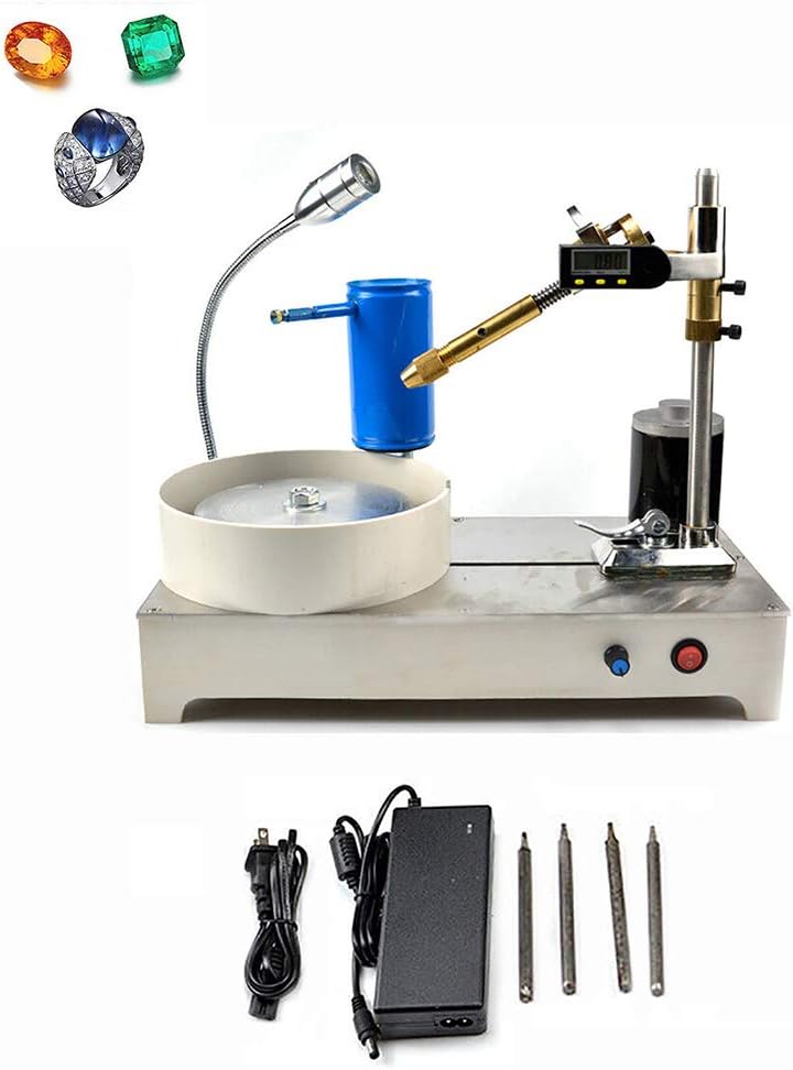 LWQ Gemstone Grinding Faceting Machine,AC 100-240V Digital Display Gem Jade Angle Machine Jewelry Polisher