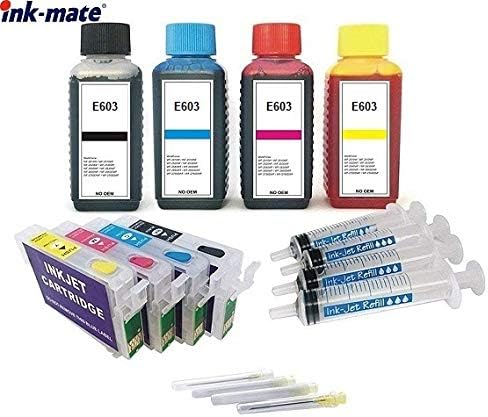Refillable Ink Cartridges with Auto Reset Chips E 603 XL + 400ml Refill Ink Cartridges for 