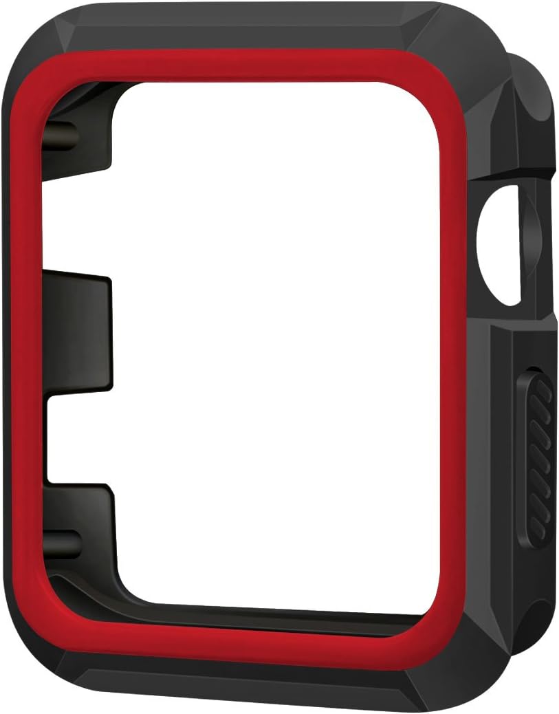 iiteeology Compatible with Apple Watch 42mm, Rugged Slim Protective Case for iWatch Series 3/2/1 (Black/Red)