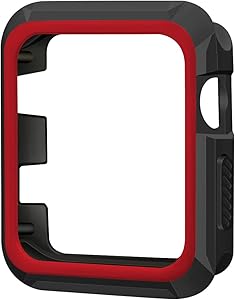 iiteeology Compatible with Apple Watch 42mm, Rugged Slim Protective Case for iWatch Series 3/2/1 (Black/Red)