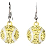Heirloom Finds Yellow Enamel Crystal Tennis Ball Dangle Earrings