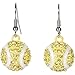 Heirloom Finds Yellow Enamel Crystal Tennis Ball Dangle Earrings