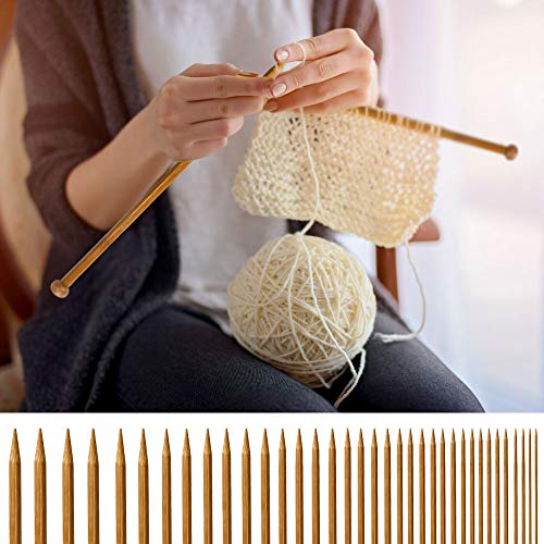 LINGSFIRE Knitting Needles Set, Weaving Tools Knitting Kits 18 Pairs 18 Sizes Bamboo Circular Knitting Needles Colored Tube 36 Pcs 18 Size Single Pointed Bamboo Knitting Needles 2.0 mm-10.0 mm (Set 1) - Thumbnail 5