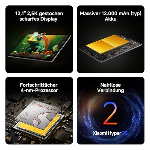 REDMI Pad 2 Pro, 6+128GB, 12,1" 2,5K 120Hz Display, Riesiger 12.000mAh (typ) Akku, 4nm Prozessor, Nahtlose Konnektivität, Graphitgrau