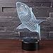 3D Led Night Light Lamps - Optical Illusion 7 Colors Touch Table Desk Visual Lamp Gifts Toys for Children Kids (Shark)