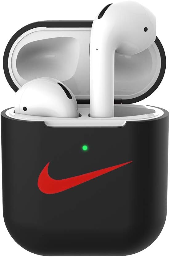 Premium Silicone Case Cover Compatible for AirPods Case 2/1, 0.8mm Thickness, Lighter and Smaller Protective Case for AirPods 1 & AirPods 2, [Front LED Visible] (Black)