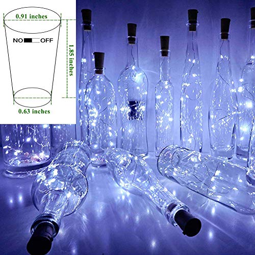 Adecorty Wine Bottle Lights with Cork - Silver Wire Cork Lights for Bottle 12 Pack 6.5ft 20 LED Bottle Lights Battery Powered Christmas String Lights for Party Halloween Wedding Christmas (Cool White)