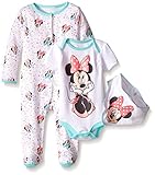 Disney Baby Minnie Mouse 3 Pc Set with Bib, Multi/Mint, 6/9 Months