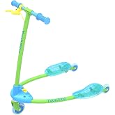 Yvolution Fliker Mini 3-Wheel Self-Propelling Scooter for Kids 3+ &ndash; Easy-Learn Drifting Scooter with Stability Deck, Quick-Stop Brake &amp; Foldable Frame for Toddlers (Green/Pink)