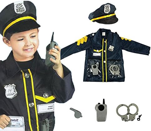 OUBEI Child Role Play Costume Toy Police Cosplay Costume and Accessories Fits 3-7 Years 35-49 inch tall