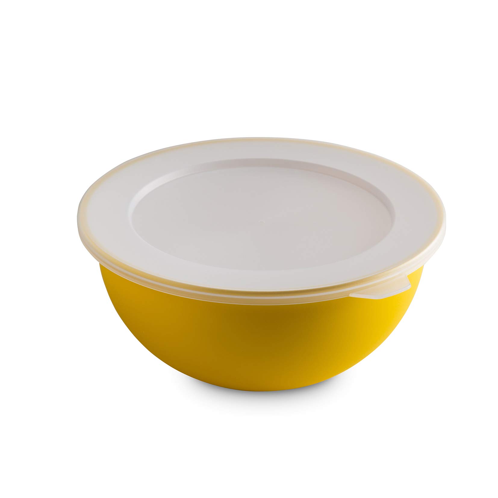 Omada Design Bowl+ Lid of 16,90 fl oz (1,5 Liters), Diameter 8,07 inch (20,5 cm), White Inside and Colored Outside, in Polypropylene