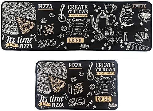 Leebei Kitchen Rugs 2 pcs Sets,Kitchen Mats Non Slip Washable Waterproof,Polyester Anti-Fatigue Floor Mat Carpet for Kitchen/Bedroom/Washroom(15.7×23.6 inch+15.7×47.2 inch) (Coffee)