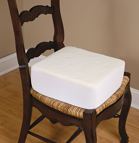 Care Apparel Easy Rise Seat Cushion - 5" Foam Booster & 2 Removable, Washable Poly-Shearling Covers - 14" x 14"