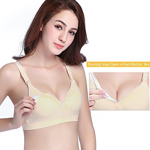 Vigoo Women's All-In-One Nursing Bra Hands Free Pumping Maternity Nursing Bra NO Underwire (40D, Nude(no Underwire))
