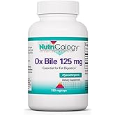 NutriCology Ox Bile 125 mg - Supports Fat Digestion - Delivers 125 mg Concentrated Bile Salts per Serving - Hypoallergenic & Vegetarian - 180 Servings - 180 Capsules