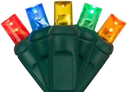 Holiday Lighting Outlet 5MM 50-Count LED Multi Indoor/Outdoor Mini Light String for Christmas, Holiday, Event, Party, Tree, and Lawn Lighting, Green Cord, UL Listed.