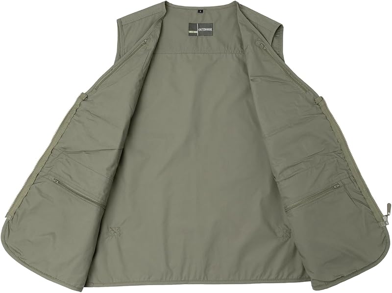 Herren Anglerweste Outdoor Weste mit Vielen Taschen Schnelltrocknend Sommerweste Funktionsweste Jagdweste Safari Fotografie Hundesport Weste, Grün, L — Foto 4 von 7