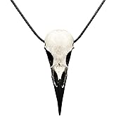 Bone Jewelry Gothic Raven Skull Necklace - Viking Resin Bird Skull Goth Gift