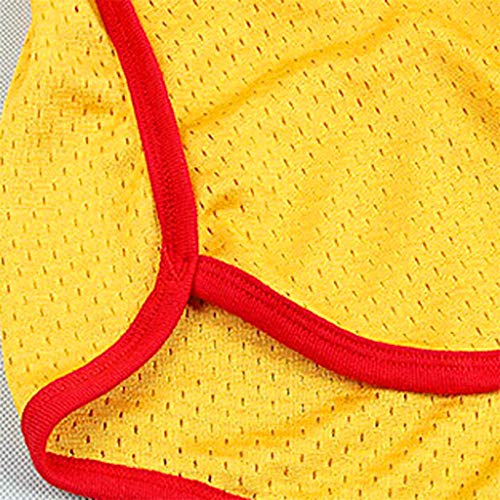 Men's Fitted Dolphin Shorts Gym Bodybuilding Workout Running Tight Lifting Jogger Mesh Boxing Shorts (Yellow, L) - Thumbnail 4