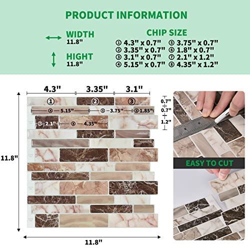 LONGKING 10Sheet Peel and Stick Tile Backsplash, Vinyl 3D Self