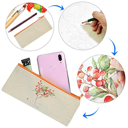 10 pcs Multi-Purpose Cotton Canvas Zipper Invoice Bill Bag Pen Pencil Cosmetic Makeup Bag Pouch Blank DIY Craft Bag (White, 3.5x8.3)